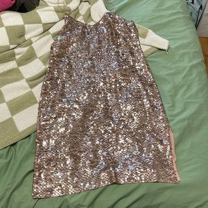 J. Crew Collection Rose Gold Star Sequin Slip Dress